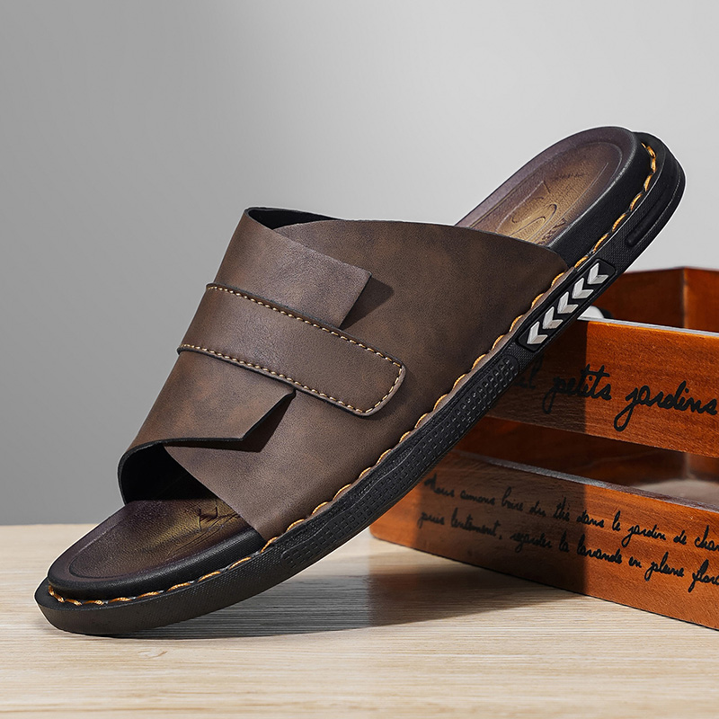 Flip Flop Leather Men - รองเท้าแตะหนังผู้ชายรุ่นซัมเมอร์คลาสสิค ปี 2026 ไซส์ใหญ่ น้ำหนักเบา ระบายอากาศได้ดี