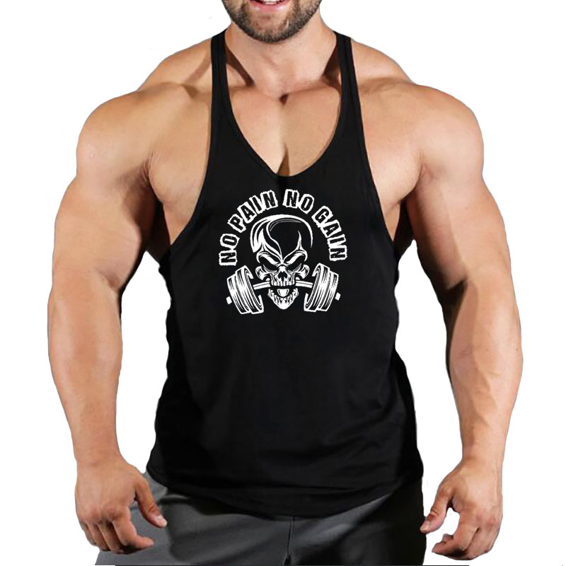 Tank Top Muscle - เสื้อแขนกุดพิมพ์ลายระบายอากาศได้ดีสำหรับผู้ชายเสื้อใส่วิ่งแขนกุดผ้าฝ้ายสำหรับ singlet binaraga ฟิตเนสยิม