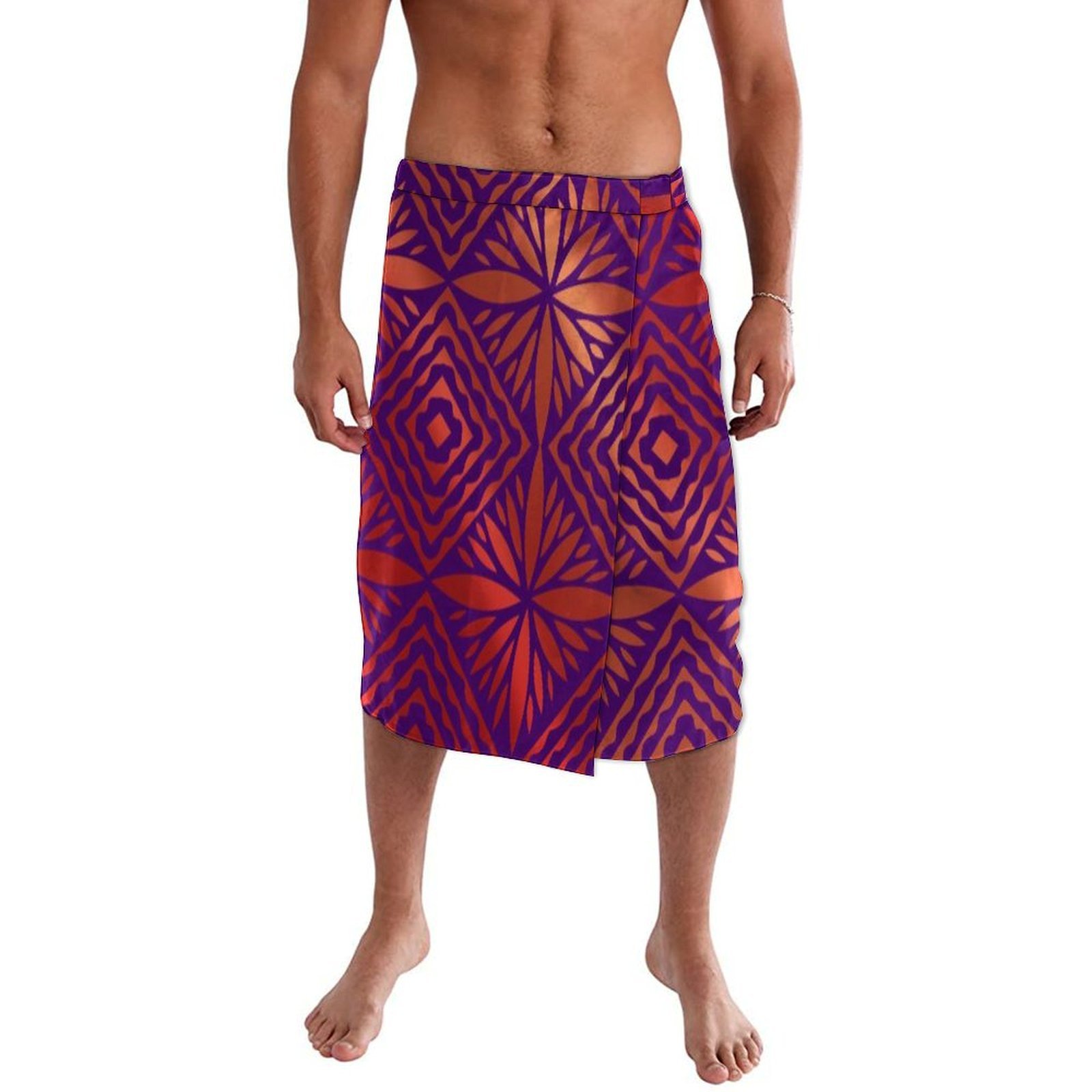 Sarong Men Wrap - กระโปรงชายหาดโพลีนีเซียน ซามัว ฟิจิ ลายฮาวาย ลาวาไลไวเอเฟียกา ผ้ากันเปื้อนยาวแบบครึ่งตัวสำหรับผู้ชาย