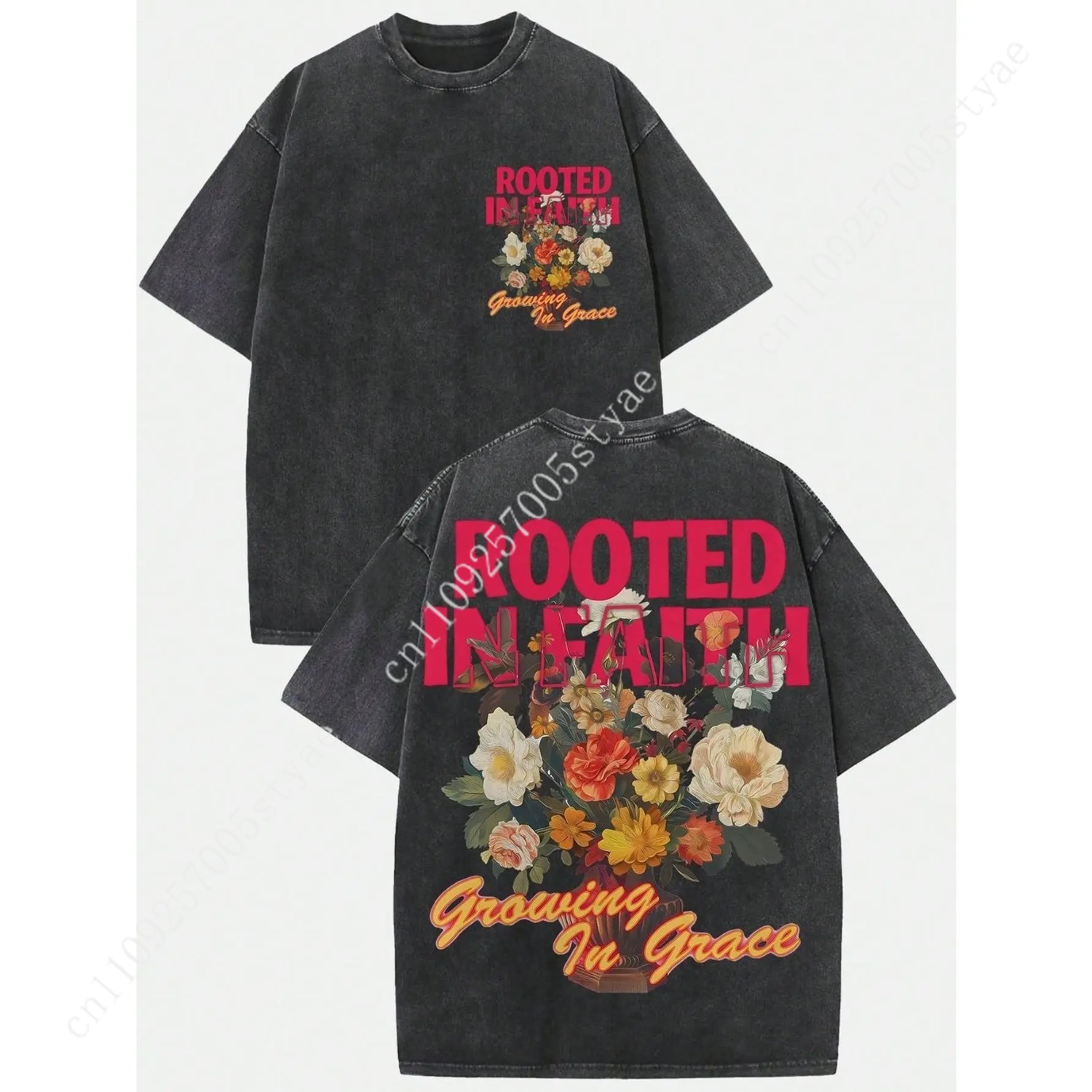 Tee Graphic Print - เสื้อยืดวินเทจผู้หญิง ผ้าหนา 230gsm ซักแล้ว | เสื้อคอกลมแขนสั้นเนื้อนุ่มพร้อมลายกราฟิกและตัวอักษรแบบเรโทร