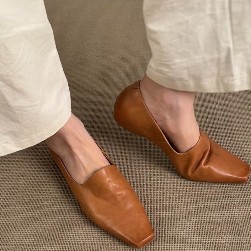 Espadrille Slip On - รองเท้าโลฟเฟอร์แบบเรโทรสำหรับผู้หญิง สไตล์อังกฤษ หัวเหลี่ยม แบบสวม
