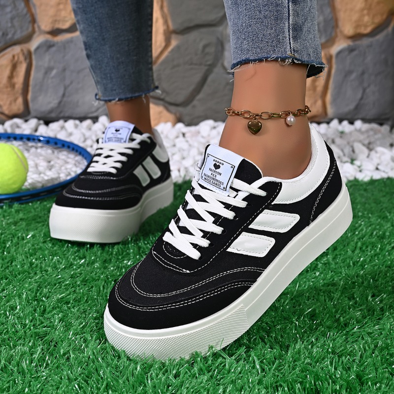 Vans Shoes Old Skool - รองเท้าผ้าใบผู้หญิงแบบใหม่ล่าสุด รองเท้าผ้าใบแบบผูกเชือก รองเท้าพื้นหนาสำหรับเล่นกีฬา รองเท้าลำลองสำหรับสาวๆ รองเท้าแฟลตสำหรับกิจกรรมกลางแจ้ง รองเท้าสไตล์ฮาราจูกุ