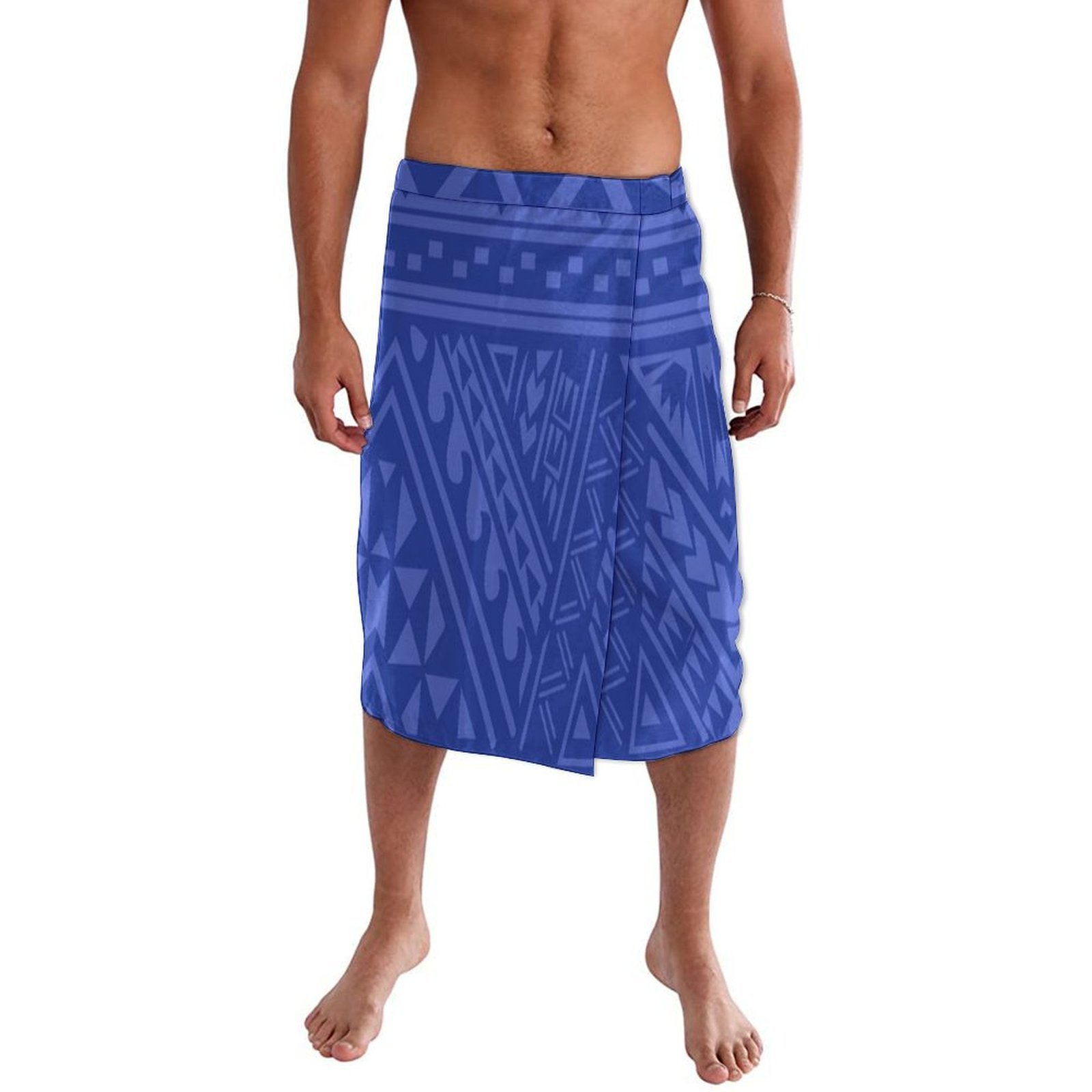 Sarong Men Wrap - กระโปรงชายหาดสีฟ้าอ่อนแบบสั่งทำพิเศษสำหรับผู้ชาย ลายชนเผ่าแปซิฟิก ลาวาลา ไอ ฟายตากา ชุดคลุมชายหาดสำหรับผู้ชาย