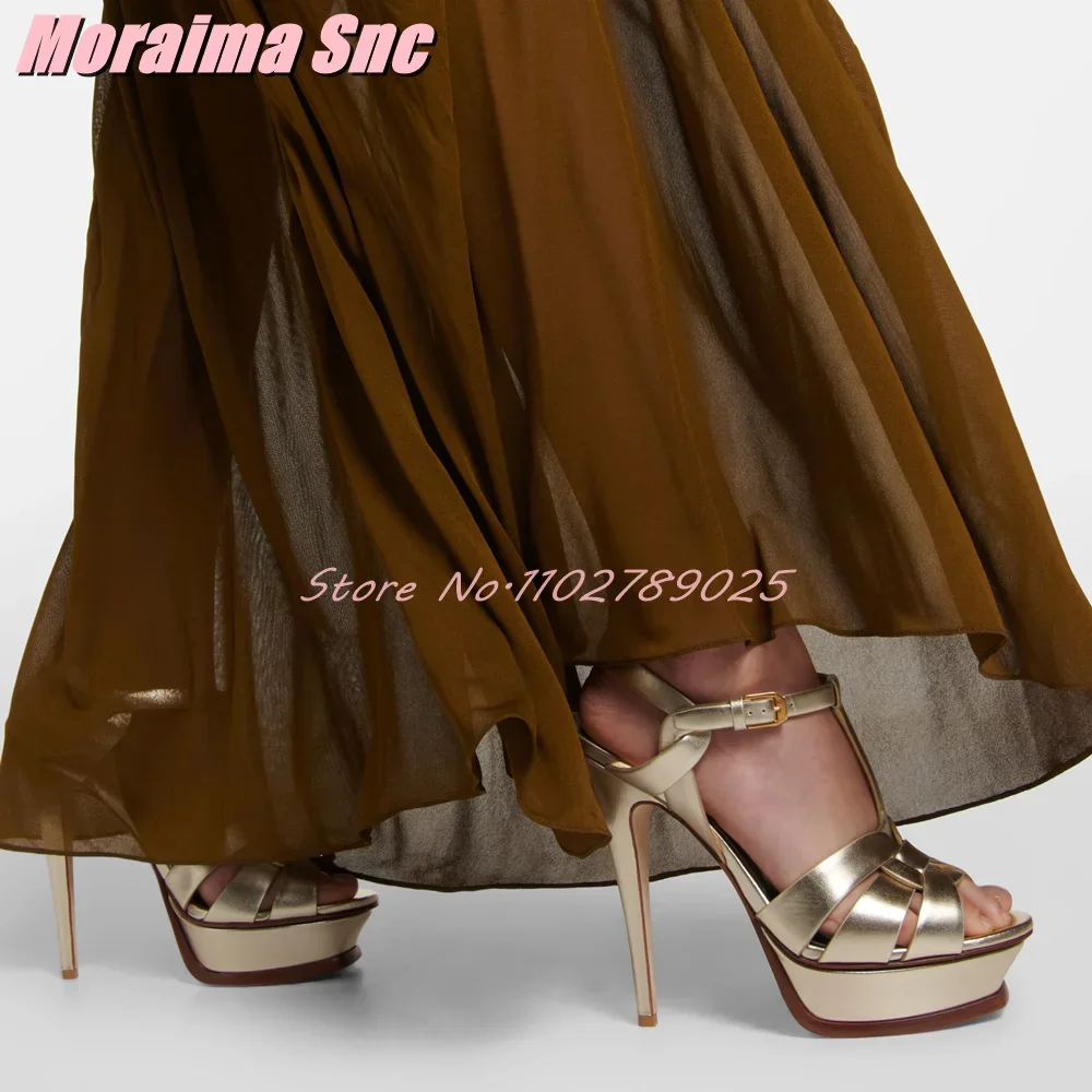 แพลตฟอร์ม Waeve T-strap Square - Casual Sandal Leather บทวิจารณ์และราคา