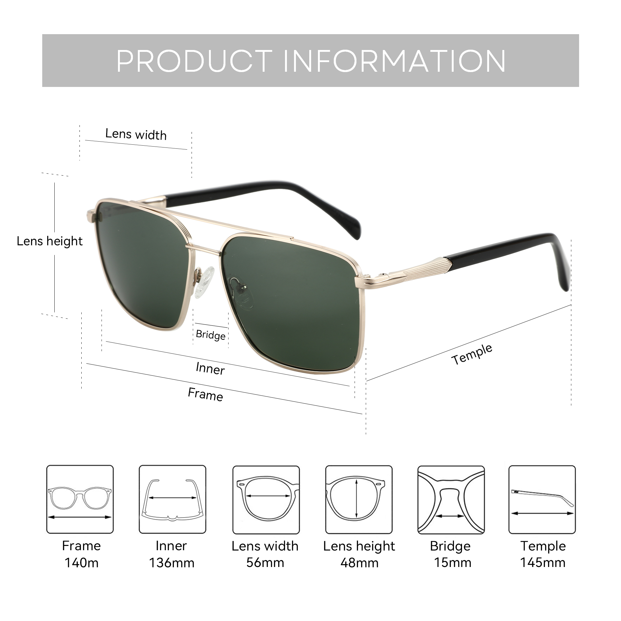 BLUEMOKY L ขนาดแฟชั่นโลหะ Avia - Sunglasses Aviator Polarized บทวิจารณ์และราคา