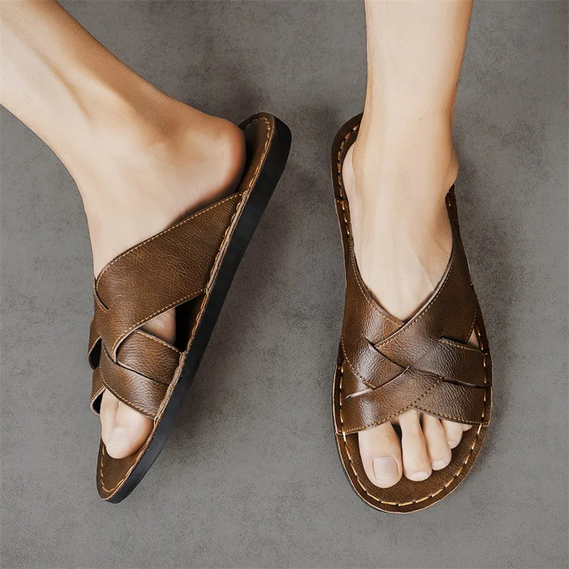 รองเท้าแตะหนังแท้สำหรับผู้ชาย  - Flip Flop Leather Men บทวิจารณ์และราคา