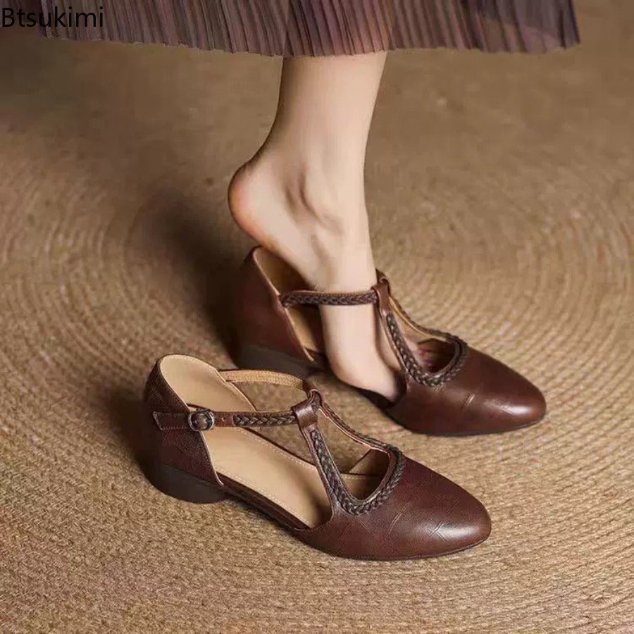 รองเท้าส้นหนาแบบสวมเปิดส้นสไตล - Casual Sandal Leather บทวิจารณ์และราคา