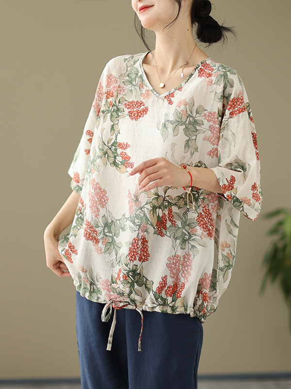 เสื้อยืดผ้าฝ้ายลินินพิมพ์ลายทร - Short Linen Drawstring บทวิจารณ์และราคา