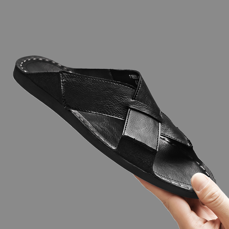 รองเท้าแตะหนังแท้แฟชั่นสำหรับผ - Flip Flop Leather Men บทวิจารณ์และราคา