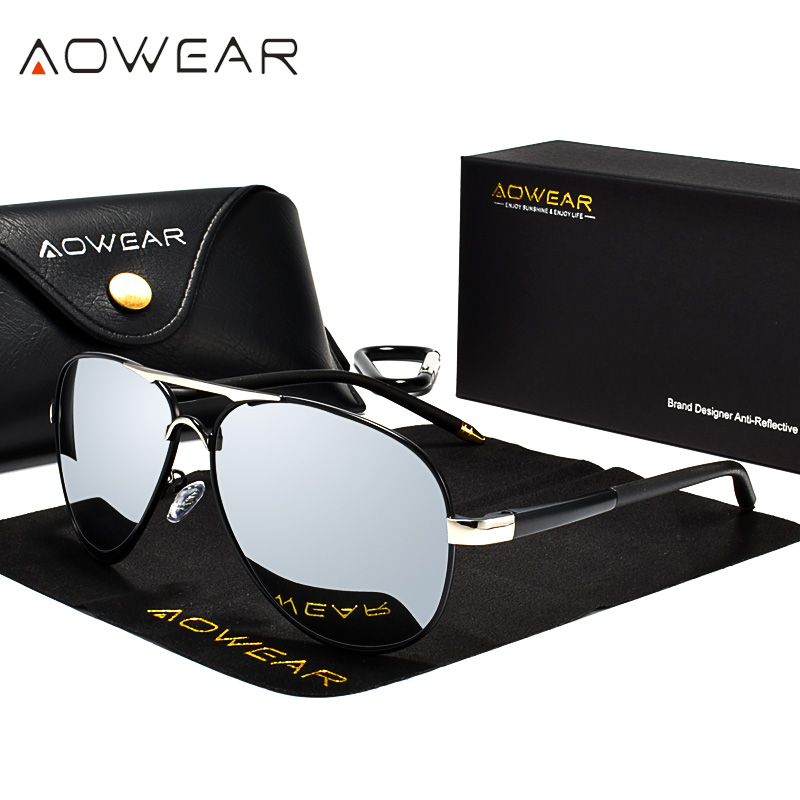 AOWEAR ผู้ชายแว่นตากันแดดผู้ชา - Sunglasses Aviator Polarized บทวิจารณ์และราคา