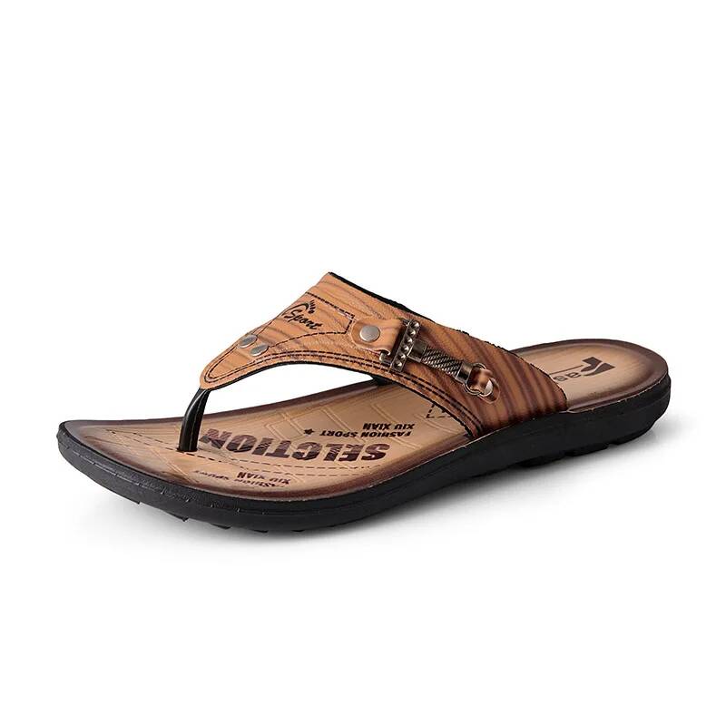 รองเท้าแตะหนังผู้ชาย รองเท้าแต - Flip Flop Leather Men บทวิจารณ์และราคา