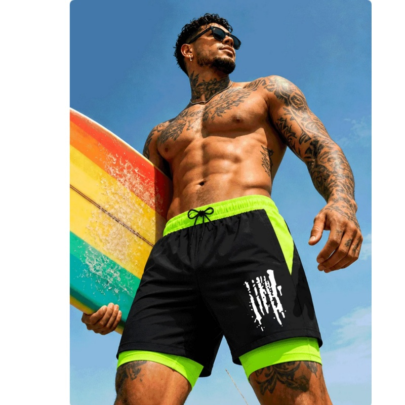 กางเกงว่ายน้ำชายแบบสองชั้น แห้ - Trunks Board Surf บทวิจารณ์และราคา