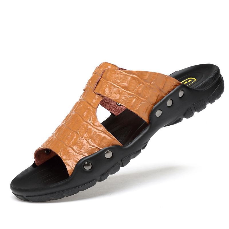 รองเท้าแตะหนังผู้ชายรองเท้าแตะ - Flip Flop Leather Men บทวิจารณ์และราคา