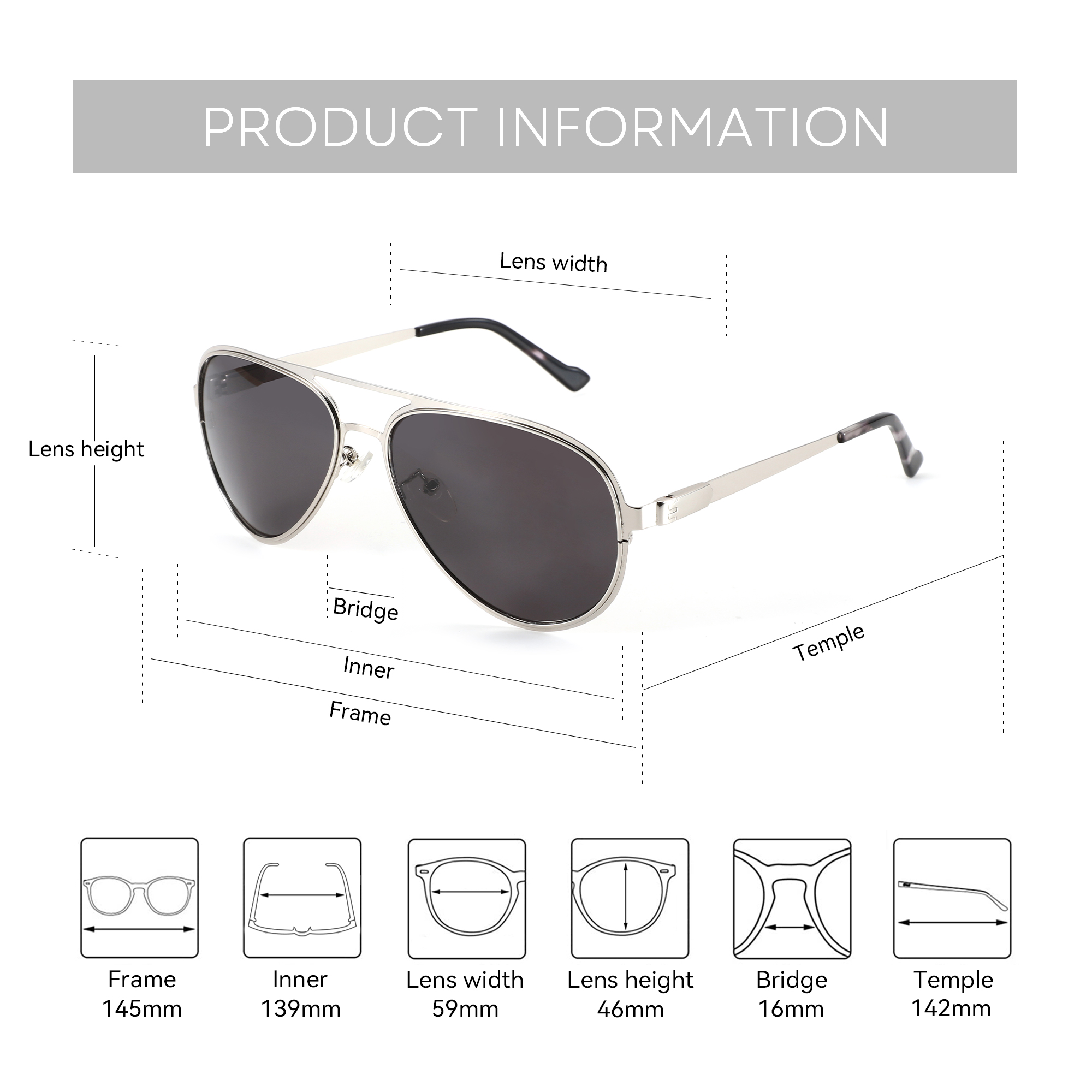 แว่นกันแดดทรงนักบินโลหะคุณภาพส - Sunglasses Aviator Polarized บทวิจารณ์และราคา