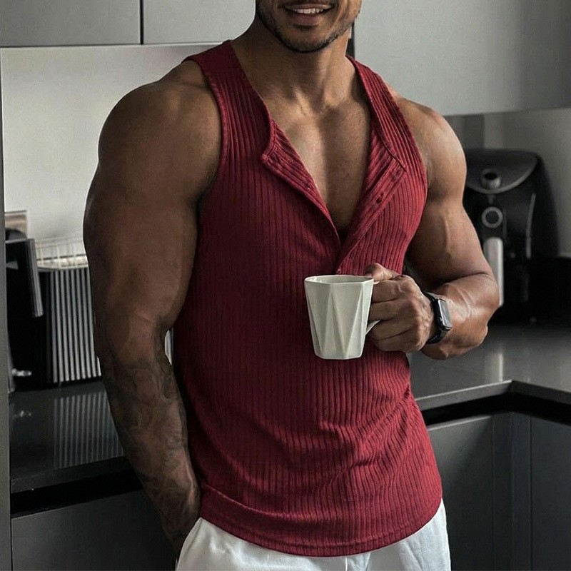 เสื้อกล้ามทรงสปอร์ต สีพื้น คอก - Tank Top Muscle บทวิจารณ์และราคา
