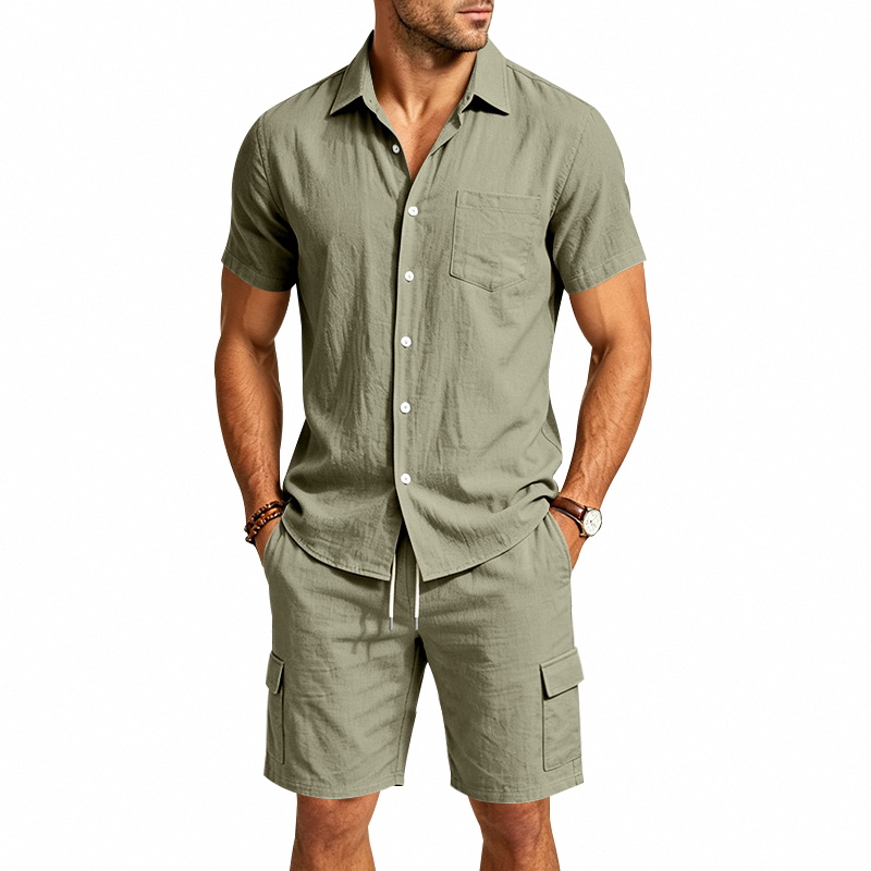 ชุดเซ็ตผ้าลินินสไตล์อเมริกันสำ - Short Linen Drawstring บทวิจารณ์และราคา